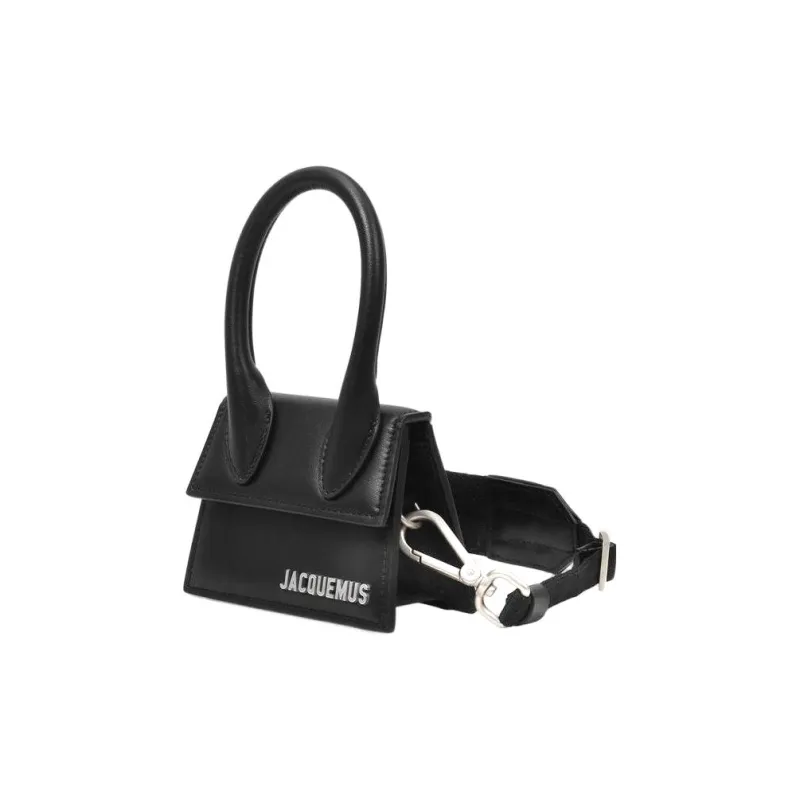 Jacquemus Leather One Shoulder Handbag, Crossbody Bag Women's Black-2
