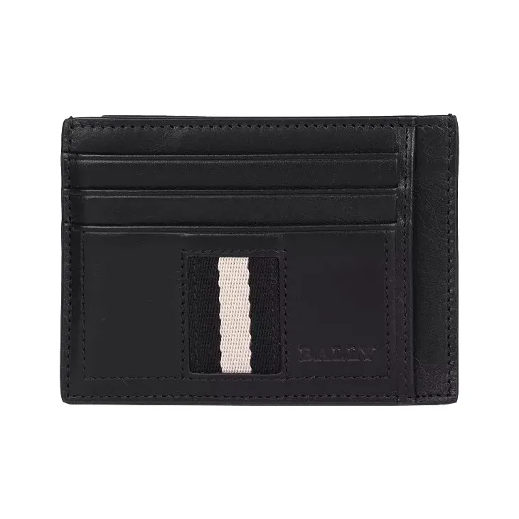 BALLY PU 3-in-1 Leather Clip Card Holder Wallet Men's Black-1