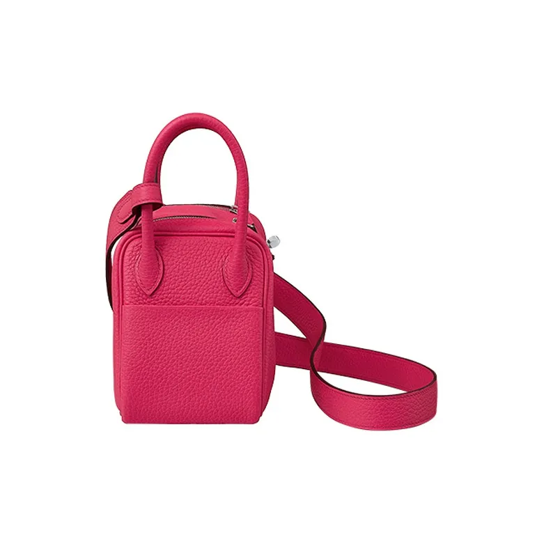 HERMES Clemence Bullock Leather Handbag Shoulder Bag Crossbody Bag Mini Women's I6 Rose Extreme Extreme Pink-1
