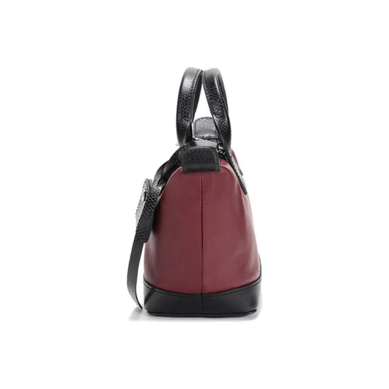 LONGCHAMP Le Pliage Cuir Leather Dumpling Bag Portable Crossbody Bag Shoulder Bag Mini Women's Dark Red Black-2