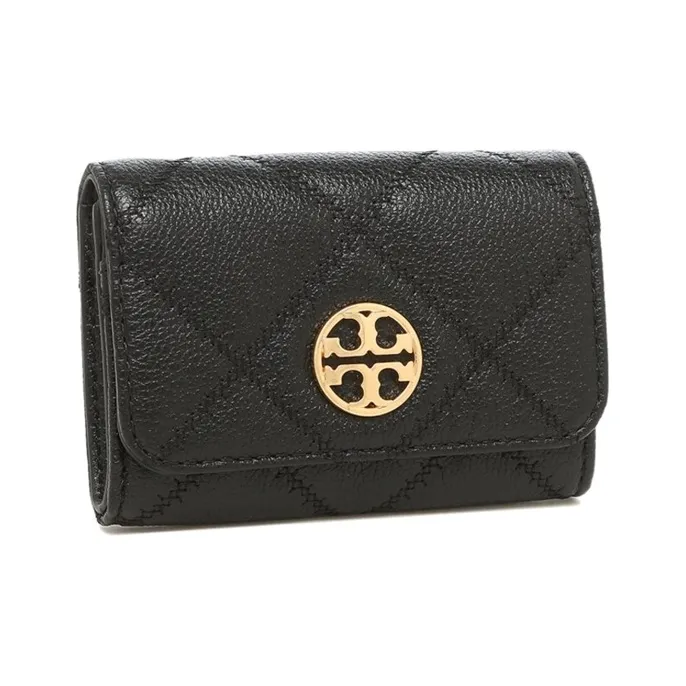 TORY BURCH TB Willa Leather Business Card Holder, Wallet Card Holder Regular Women's Black-1