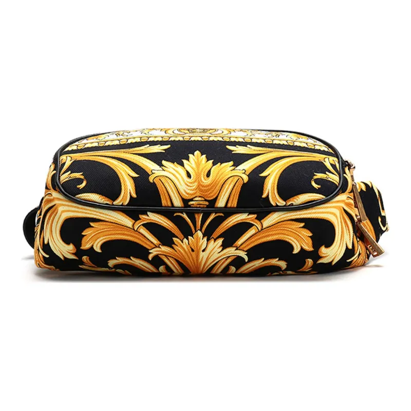 VERSACE Fabric Shoulder Crossbody Bag Sling Bag Fanny Pack Regular Men's Black Multicolor Print-4