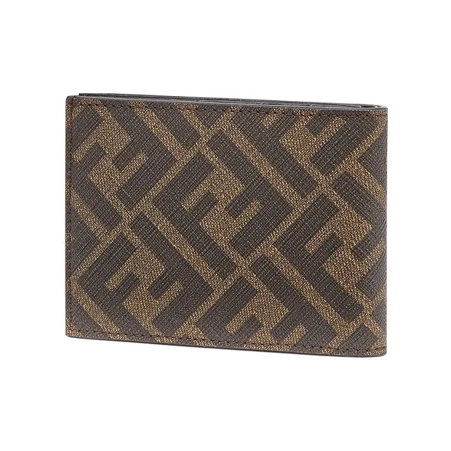 FENDI Bifold Card Holder, Wallet Men's Brown-1