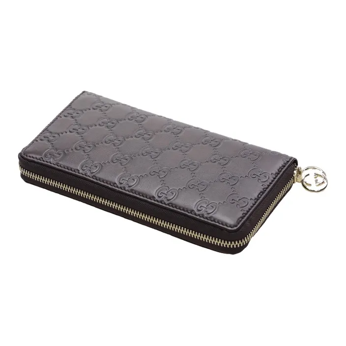 GUCCI Cow Leather Wallet Women's Dark Brown-1