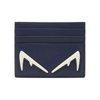 FENDI Calfskin Card Holder Card Holder Men's Navy Blue