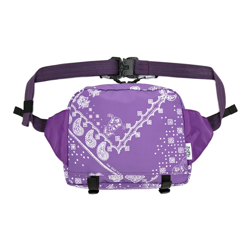 The MAD HATcher Polyester Casual Print Shoulder Bag Crossbody Bag Fanny Pack Small Size Unisex Black/Navy Blue/Purple-10