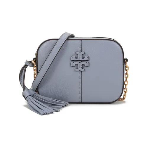 TORY BURCH McGraw Cow Leather Camera Bag, Crossbody Bag Small Size Women's Cloud Blue