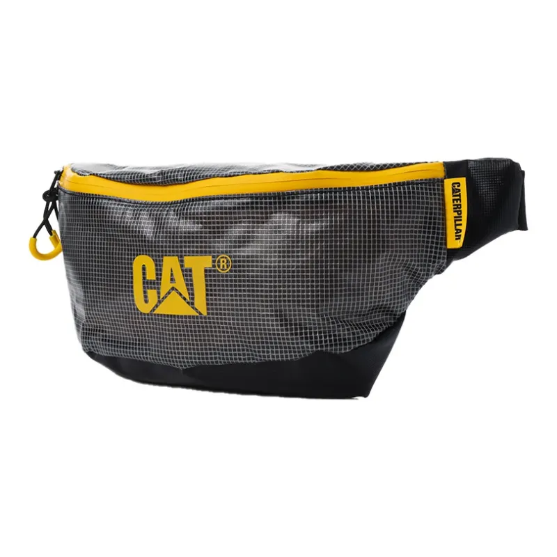CAT PVC Fanny Pack Small Size Unisex Black Plaid-1