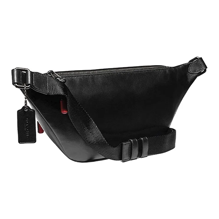 COACH Rivington Leather PVC Crossbody Bag Fanny Pack Sling Bag Large Size Men's Khaki Red Black-1