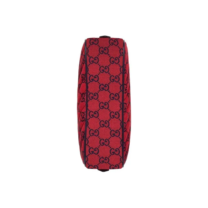 GUCCI GG Marmont Patchwork Canvas Camera Bag Canvas Bag Shoulder Bag Crossbody Bag Small Size Women's Red & Dark Blue-5