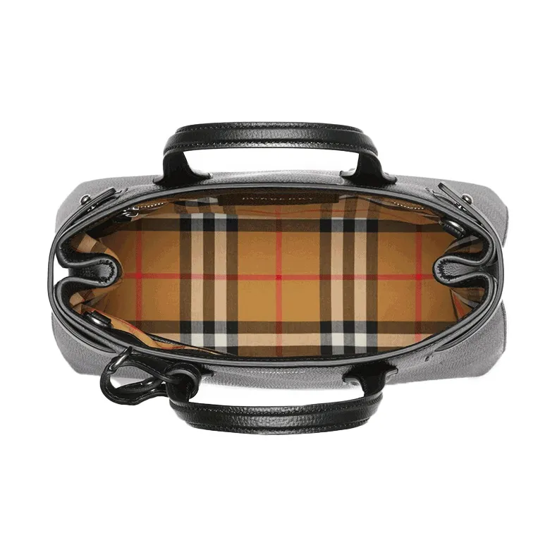 Burberry Plaid Patchwork Handbag Shoulder Bag Small Size Women's Black-4