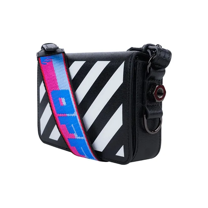 OFF-WHITE Diag Mini Flap Shoulder Bag 'Black/White'-1