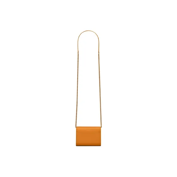 SAINT LAURENT Matte Finish Leather Crossbody Bag Shoulder Bag Women's Orange-4