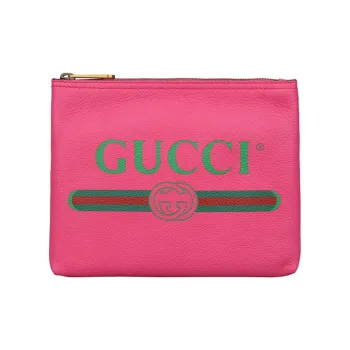 GUCCI Leather Clutch Small Size Unisex Fuchsia