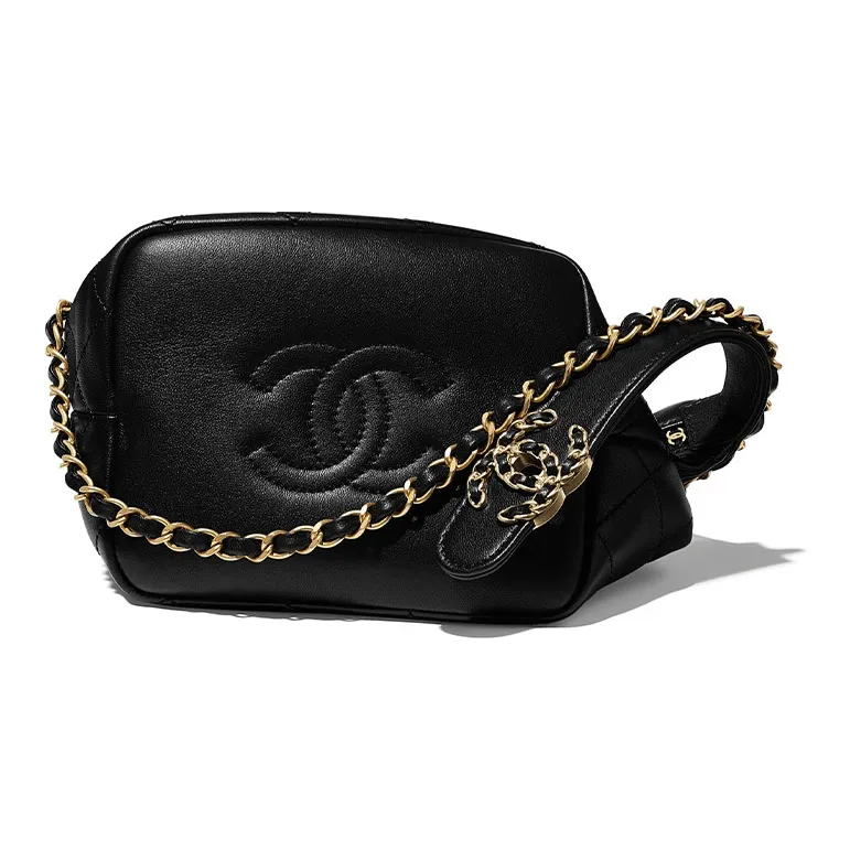 CHANEL Gabrielle Lambskin Hobo Bag Handbag Trumpets Women's Black-3