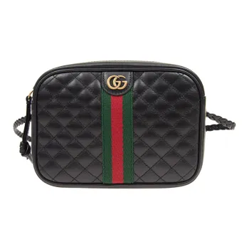 GUCCI Leather Camera Bag Shoulder Bag Crossbody Bag Mini Women's Black