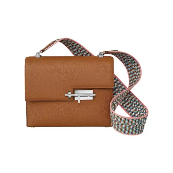 HERMES Verrou Epsom Calfskin With Canvas Handgun Bag Shoulder Bag Crossbody Bag Regular Women's Gold White