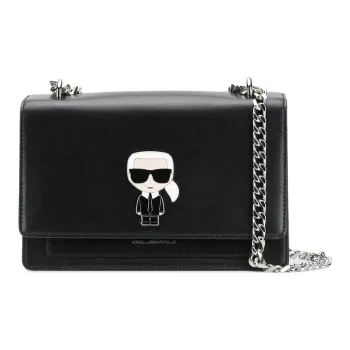 KARL LAGERFELD Calfskin Crafted Shoulder Bag Women's Black