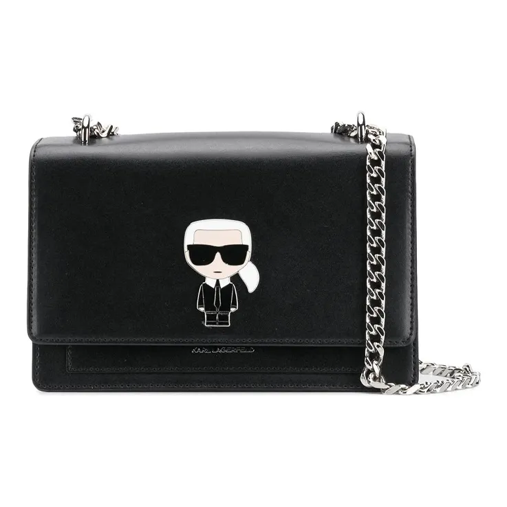 KARL LAGERFELD Calfskin Crafted Shoulder Bag Women's Black-0