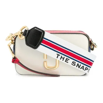 MARC JACOBS Snapshot Cow Leather Camera Bag, Small Square Bag, Shoulder Bag, Crossbody Bag Regular Women's White