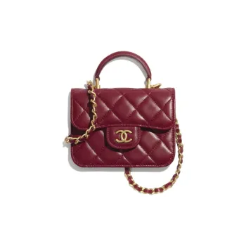 CHANEL 21B Fall Sheepskin Flap Bag, Coin Purse, Shoulder Bag, Crossbody Bag Regular Women's Burgundy