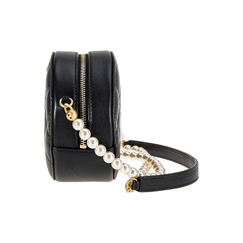 CHANEL Calfskin Round Bag Crossbody Bag Mini Women's Black-1