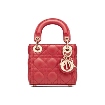 DIOR Lady Dior Sheepskin Dior Bag Shoulder Bag Crossbody Bag Handbag Extra Mini Women's Red
