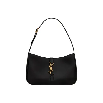 SAINT LAURENT LE5A7 Cow Leather Shoulder Bag, Hobo Bag, Handbag, Shoulder Bag Small Size Women's Black