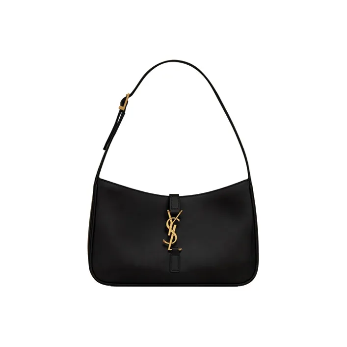 SAINT LAURENT LE5A7 Cow Leather Shoulder Bag, Hobo Bag, Handbag, Shoulder Bag Small Size Women's Black-0