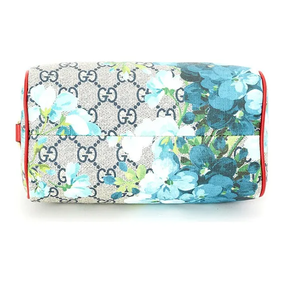GUCCI GG Blooms Canvas Boston Bag Shoulder Bag Crossbody Bag Handbag Mini Women's Blue/Red-4