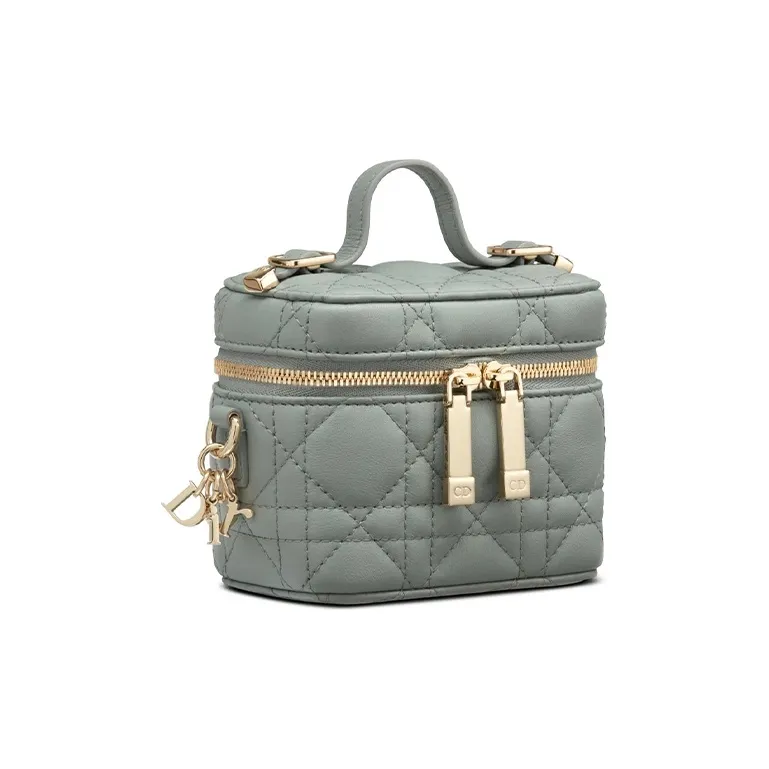 DIOR Lambskin Box Bag, Shoulder Bag, Crossbody Bag, Handbag, Makeup Bag Micro Women's Gray-1
