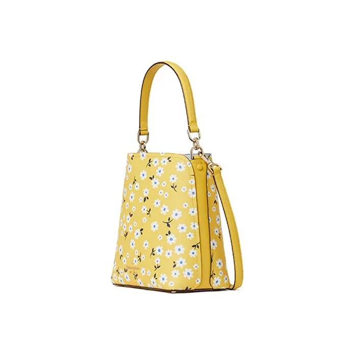 Kate Spade Artificial Leather Bucket Bags Shoulder Bag Crossbody Bag Handbag Small Size Women's Yellow-1