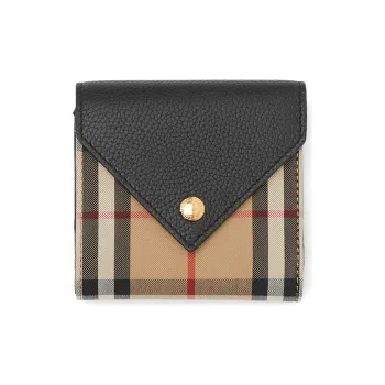 Burberry Leather Wallet Women's Black Brown