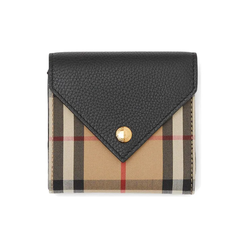 Burberry Leather Wallet Women's Black Brown-0