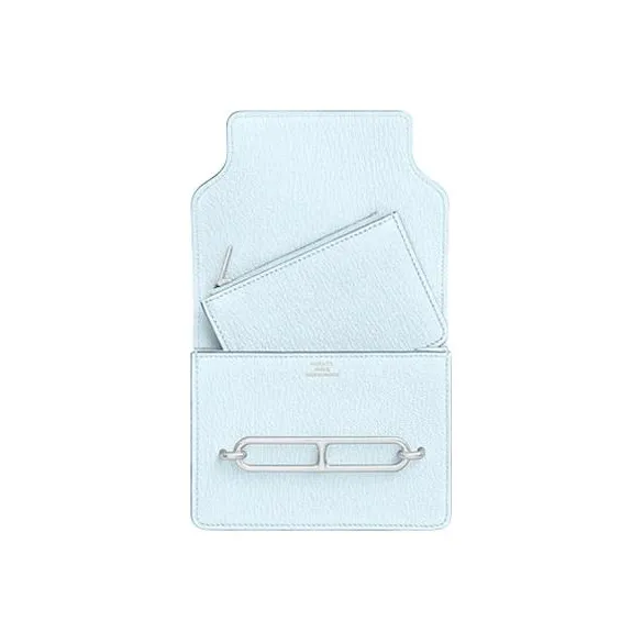 HERMES Roulis Mysore Goat Skin Pig Nose Fanny Pack Card Holder Coin Purse Wallet Regular Women's T0 Misty Blue-2