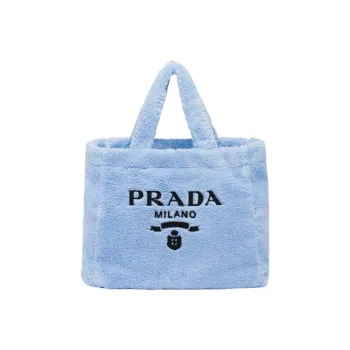 PRADA Fabric Tote Bag Shopping Bag Handbag Women's Sky Blue/Black