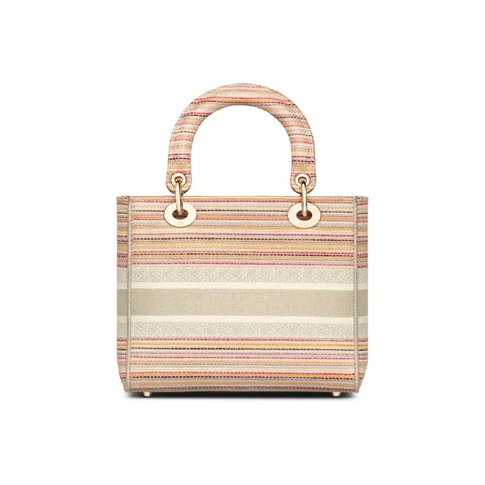 DIOR Lady Dior Canvas Handbag Medium Size Women's Multicolor-2