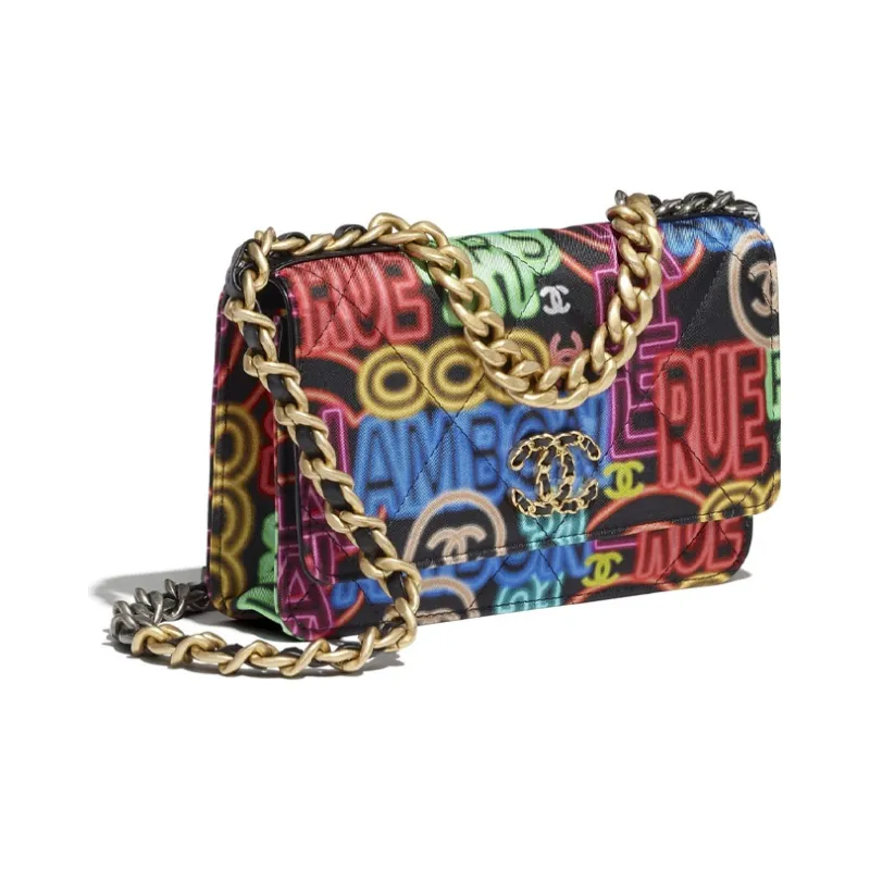 CHANEL 19BagWOC Gold Tone Lock Handbag, Shoulder Bag, Crossbody Bag Women's Black-1