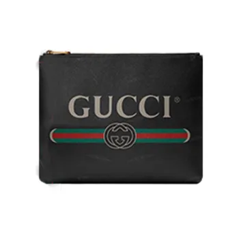 GUCCI Leather Clutch Unisex Black