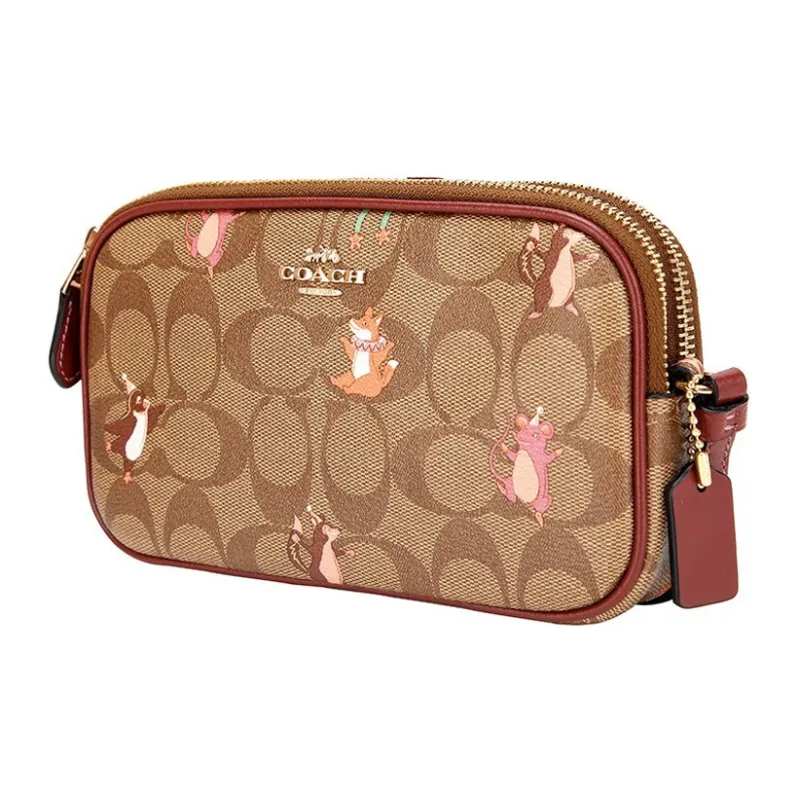 COACH Jes Artificial Leather Shoulder Bag, Crossbody Bag Small Size Women's Khaki-1