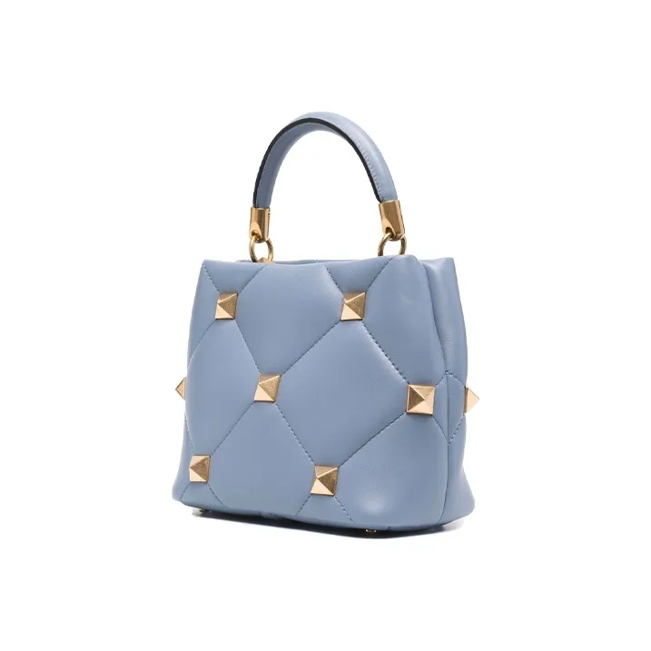 Valentino Roman Stud Sheepskin Shoulder Bag Crossbody Bag Handbag Small Size Women's Blue-1