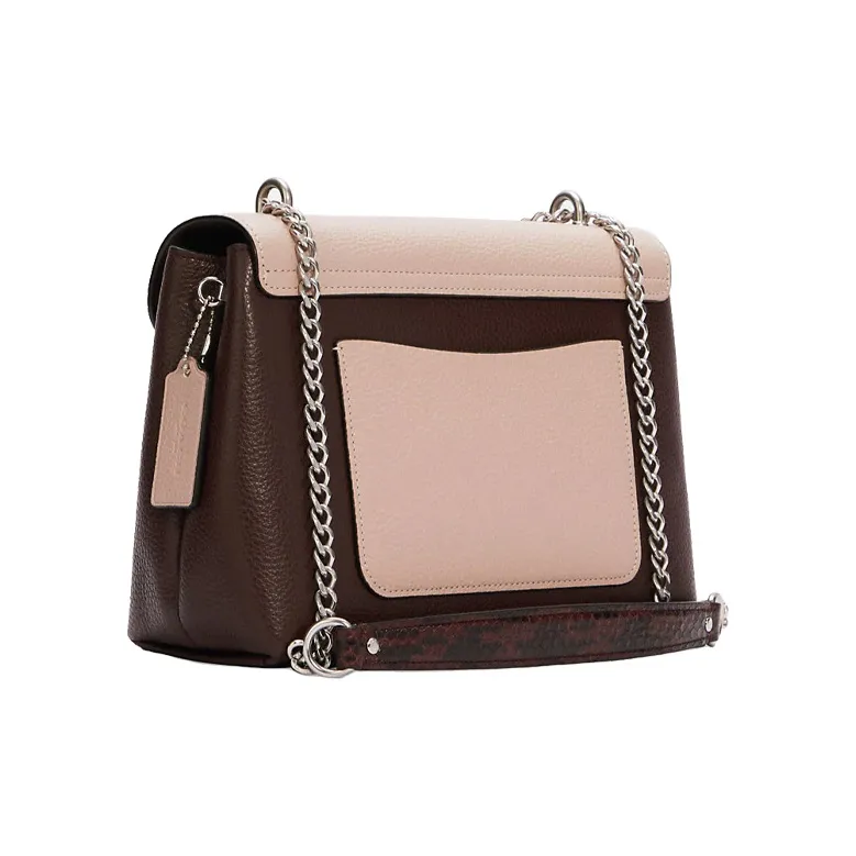 COACH Tammie Snakeskin Print Leather Envelope Bag Shoulder Bag Crossbody Bag Medium Size Women's Cranberry-2