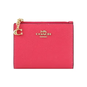COACH Card Case Leather Coin Purse, Wallet, Card Holder Small Size Women's Fuchsia