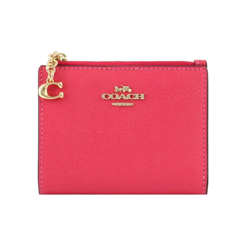 COACH Card Case Leather Coin Purse, Wallet, Card Holder Small Size Women's Fuchsia-0
