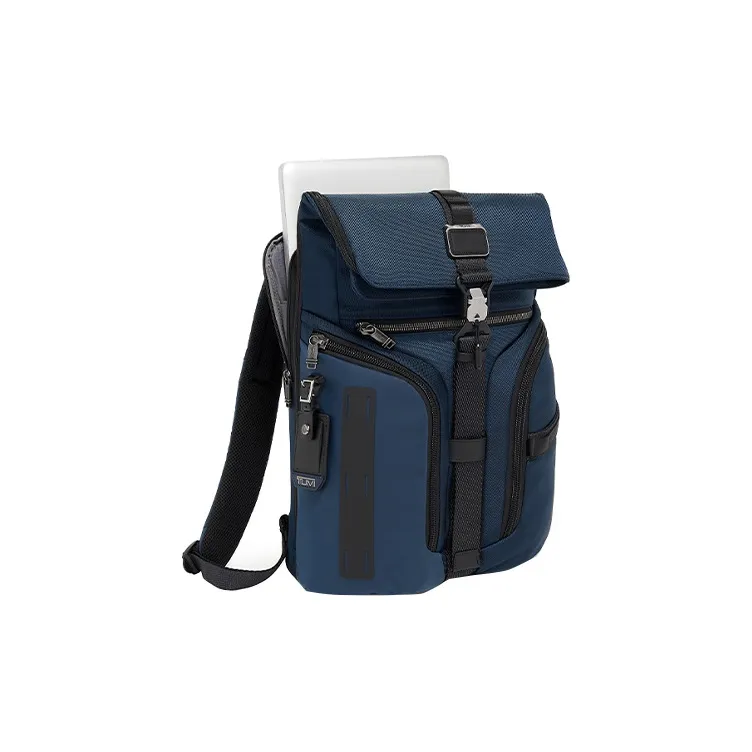 TUMI Alpha Bravo Elastic Nylon Backpack Men's Blue-1