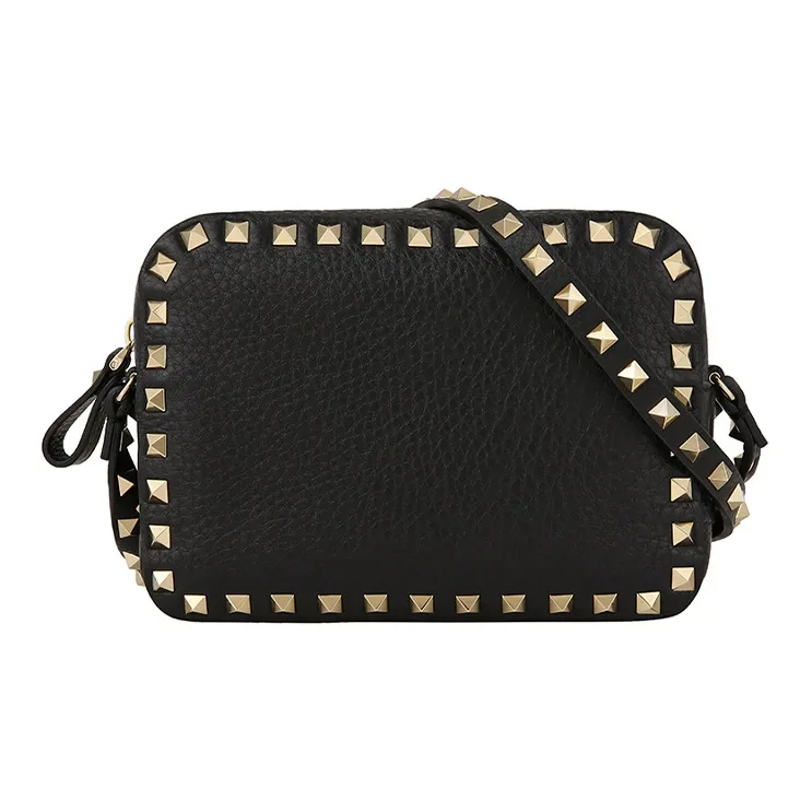Valentino Cow Leather Camera Bag, Small Square Bag, Crossbody Bag, Shoulder Bag Women's Black-0