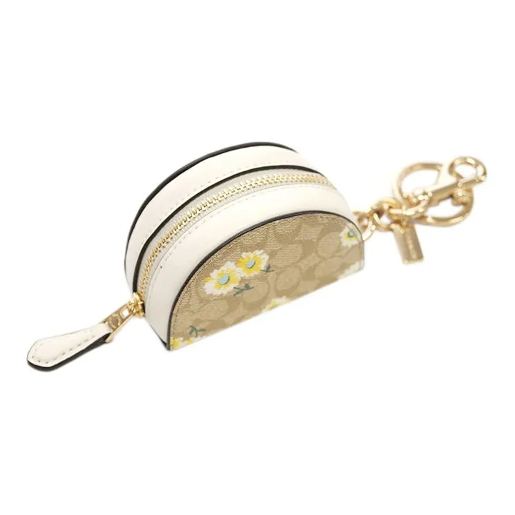 COACH Canvas With Leather Coin Purse Women's Light Khaki White-2