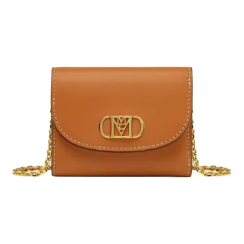 MCM Mode Travia Cow Leather Crossbody Wallet Mini Women's Brown Cognac