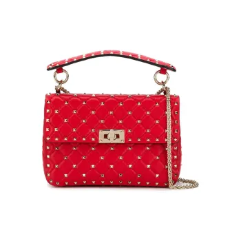 Valentino Leather Shoulder Bag, Crossbody Bag, Handbag Women's Red