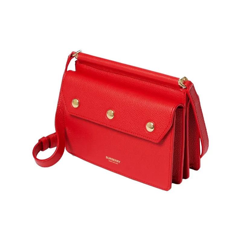 Burberry Title Cow Leather Messenger Bag Shoulder Bag Crossbody Bag Mini Women's Red-3
